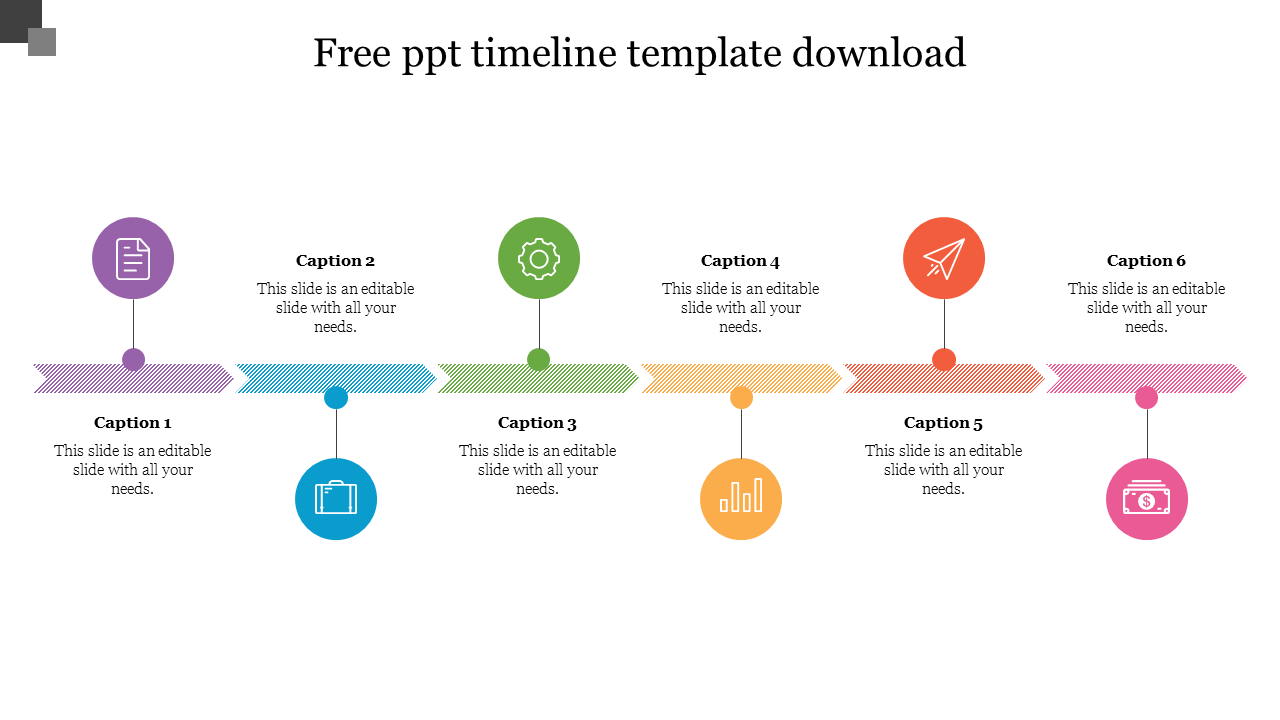 Free - Use Creative Free PPT Timeline Template Download 6 Node
